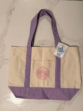 NWT! Trader Joes Tote Bag Purple Canvas Large 20" × 15" VIRAL!